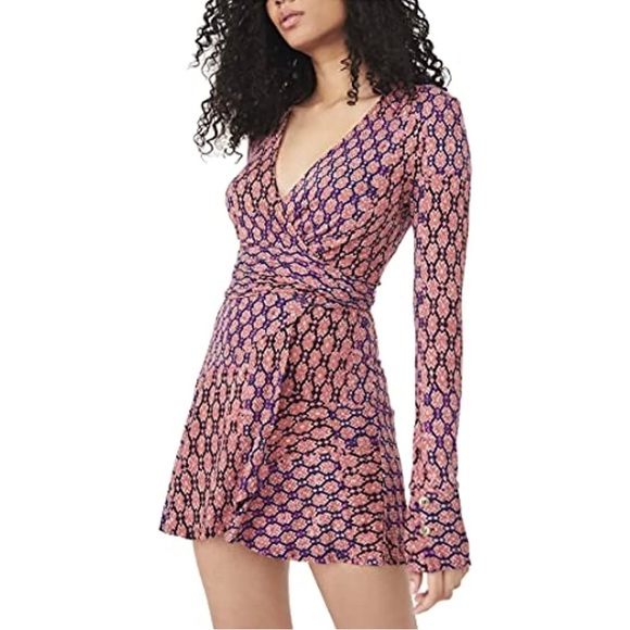 Free People Dresses & Skirts - MSRP $128 Free People Rhetta Wrap Dress Dark Combo Size XL NWT
